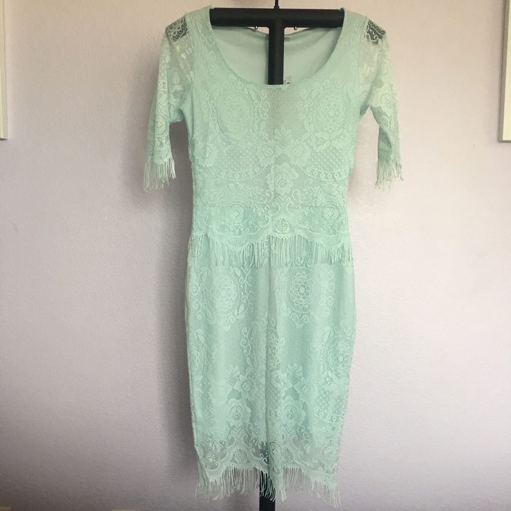 Baby blue lace mini dress